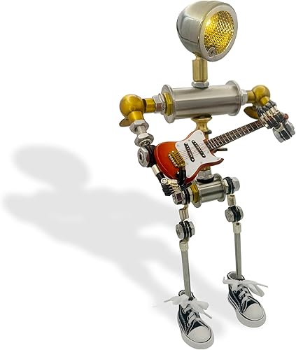 Lámpara de escritorio de guitarra robot, lámpara de tubo de metal ajustable con accesorio de guitarra, decoración Cyberpunk Steampunk, amantes de la