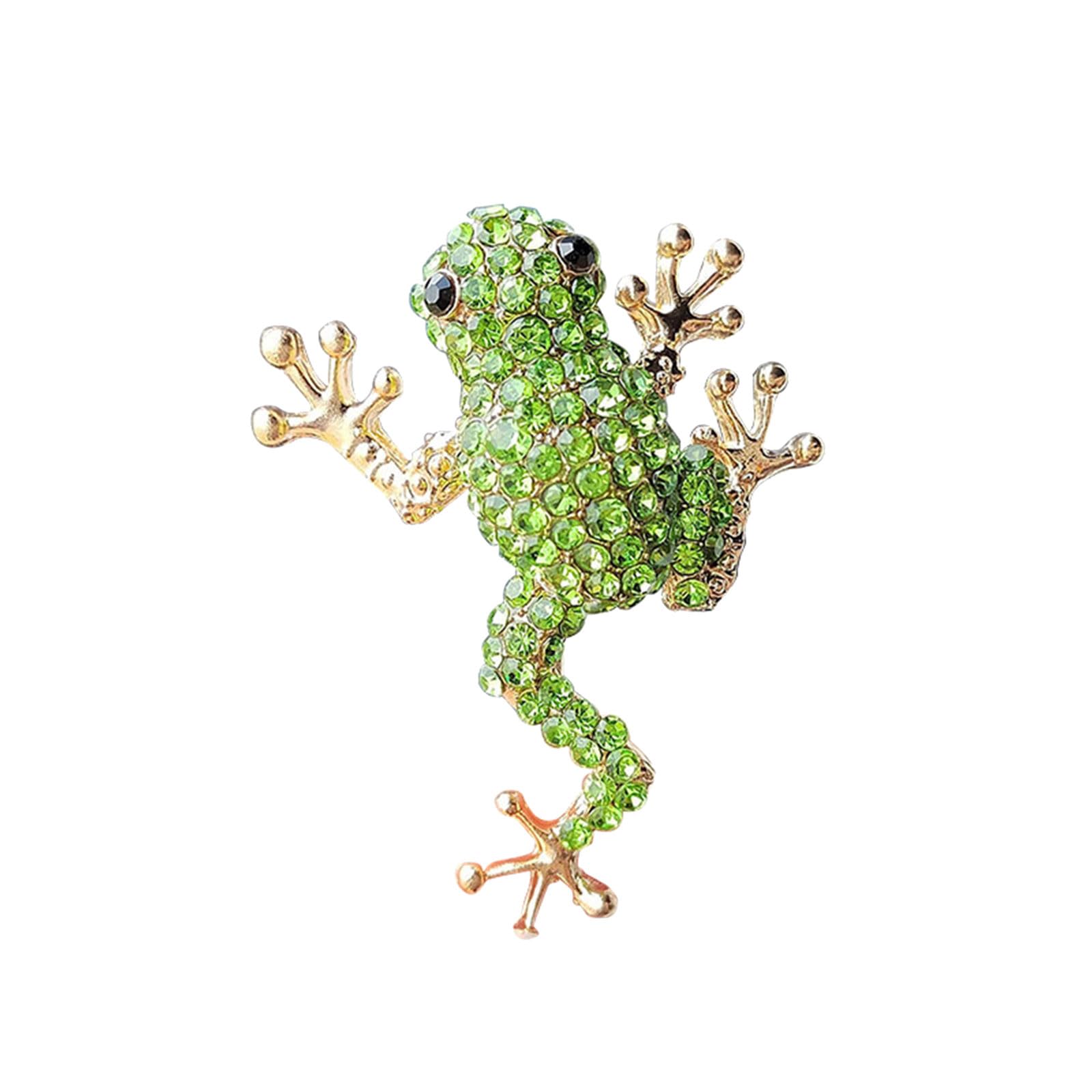 Maxtonser Fashionable Animal Brooch With Green Crystal Embellishment Sparkling Crystal Frogs Pin Trendy Women Accessories Jewelry