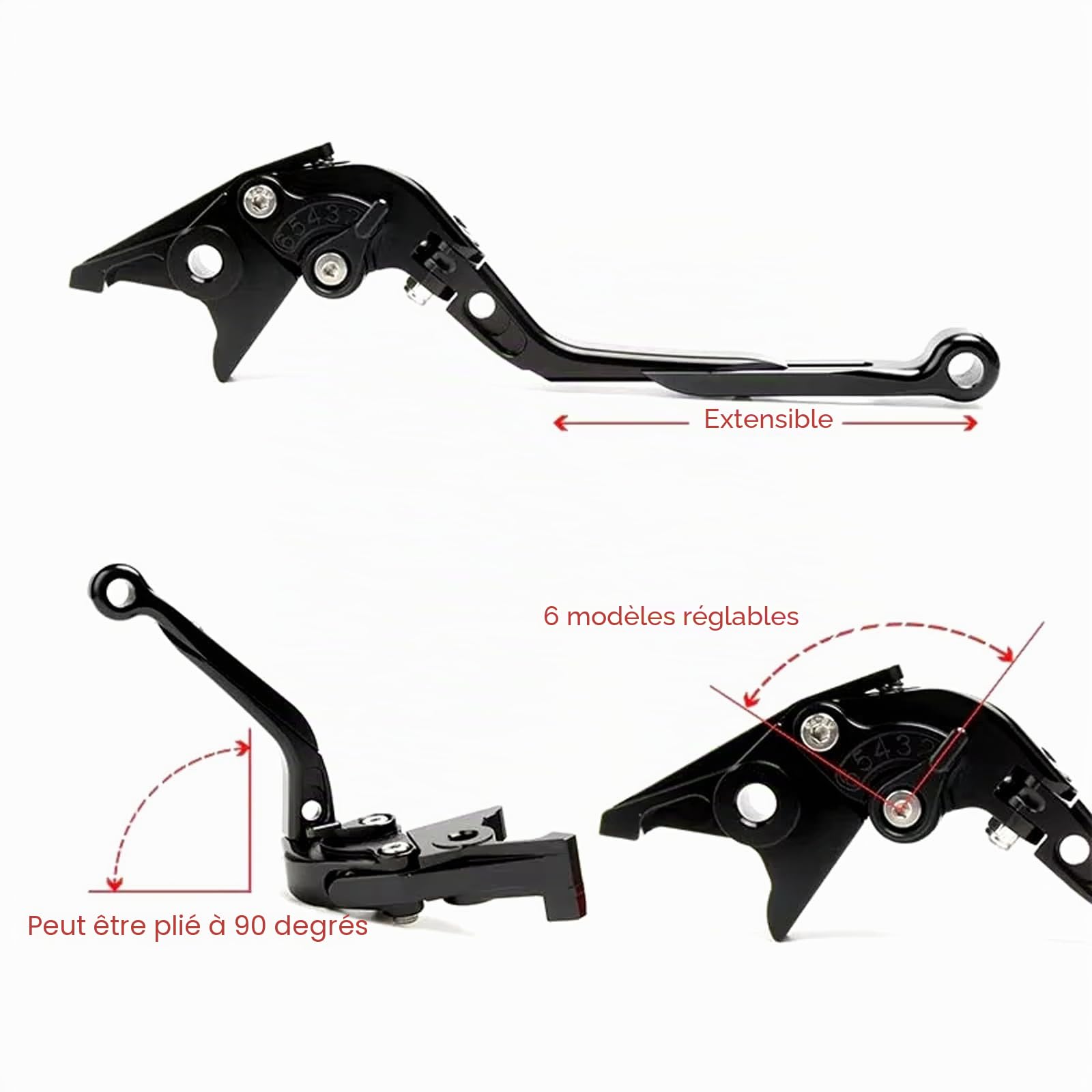 Pour Kawasaki Z900 Z 900 2017 2018 2019 2020 2021 2022 2023 2024 Leviers de frein et d'embrayage CNC réglables, pliables et extensibles pour moto (Noir)