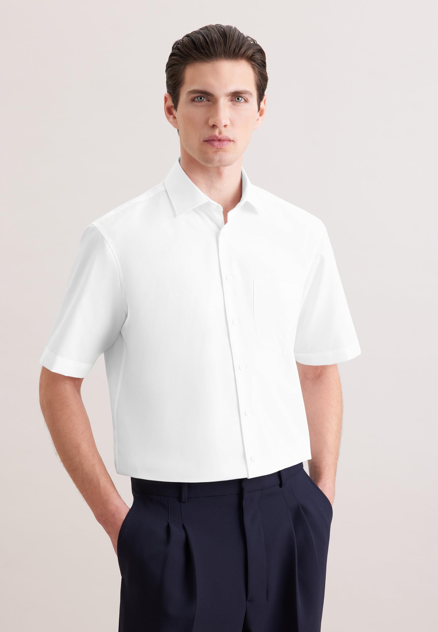 Seidensticker Camicia Business da Uomo - vestibilità Comoda - No Stiro - Collo Kent - Maniche Corte - 100% Cotone