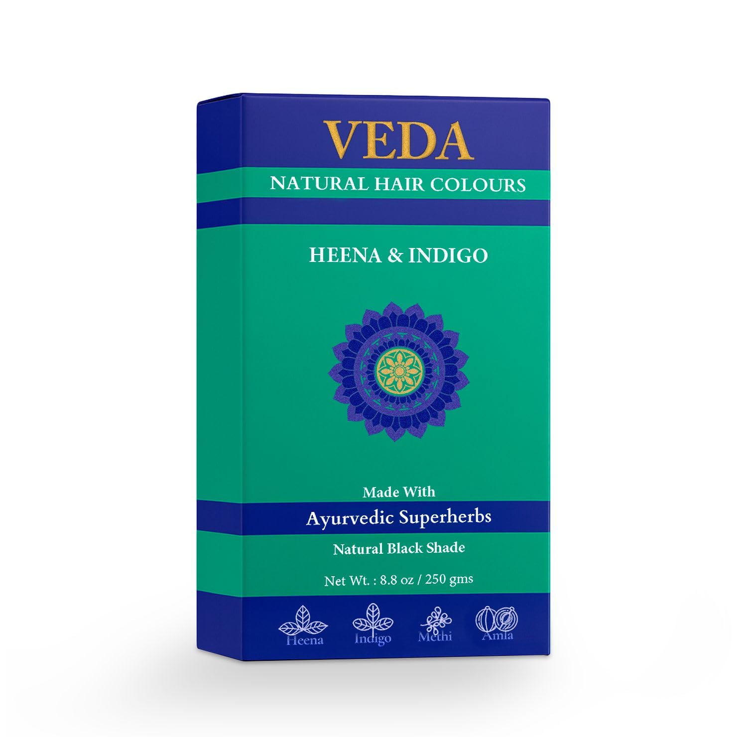 VEDA Natural Colours For Black Hair|Henna Powder, Indigo Powder, Hair Pack)|Long Lasting Natural Hair, 1 Count
