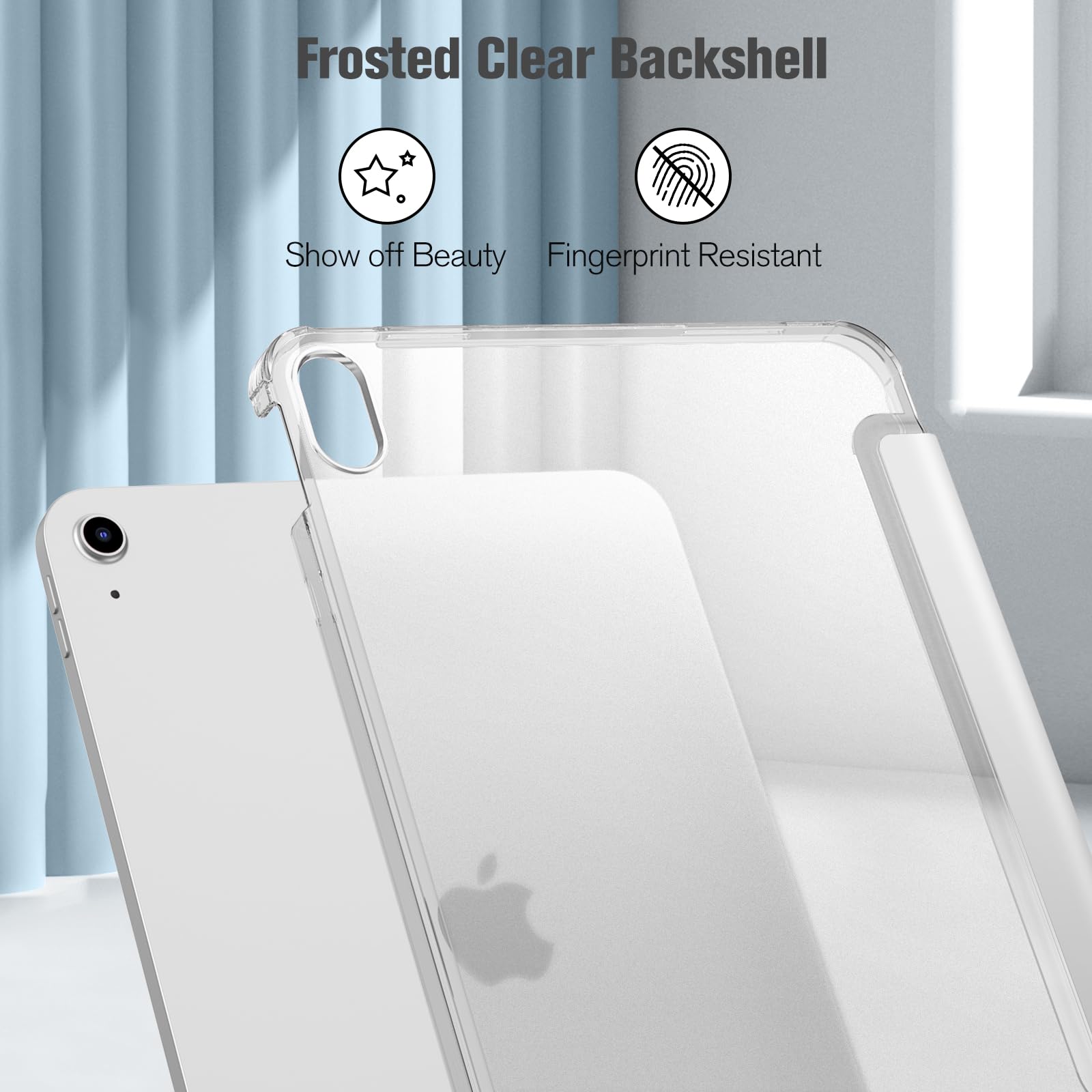 Coque Transparente Givrée Pour IPad 11" (11e Gén 2025) Et 10.9" (10e Gén 2022) – Fine, Légère, Avec Rabat Magnétique