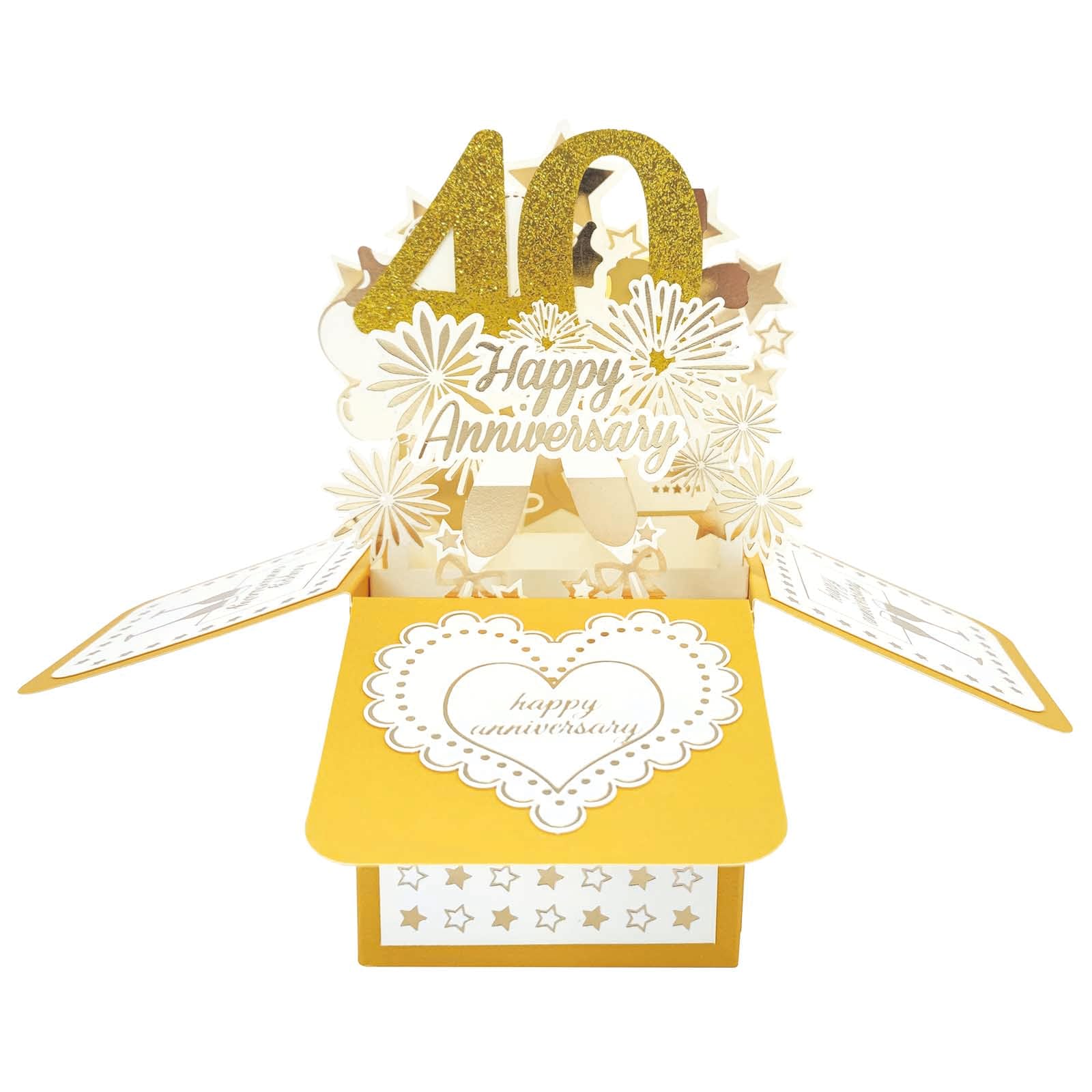 Asmallgf Happy 40th Anniversary Pop Up Card, Comfort 40 Year Wedding Anniversary Cards for Soulmates, Perfect Anniv Card for Couple