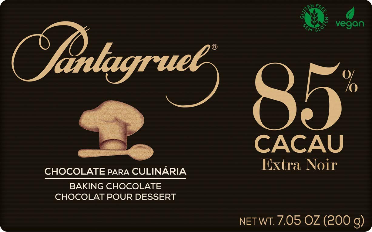 Pantagruel - Chocolat de Couverture Extra Noir 85% - Vegan, sans GMO, et sans Gluten - Lot de 3 x 200gr Tablettes