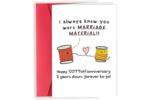 Funny 2nd Cotton Wedding Anniversary Card for Men or Women