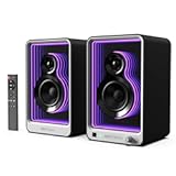 BESTISAN 50W*2 Active Bookshelf Speakers with Dynamic Light Effect, 3" Bass Computer Speakers with ARC/Optical/RCA/BT 5.2/USB/SUB Out Input for Turntable, PC, TV and Phone.