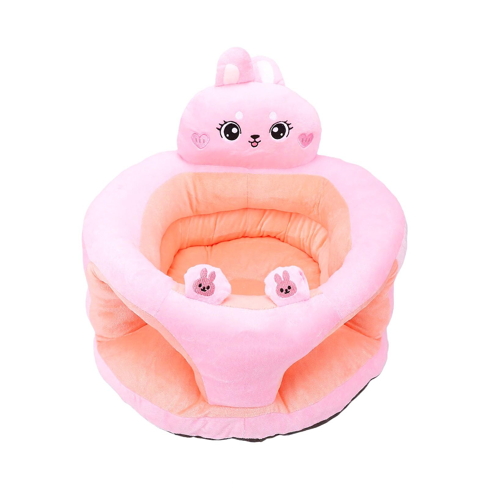 Annadue Sedia per Bambini Che Impara a sedersi. Seggiolino in Morbido Peluche per Bambini con Supporto per la Schiena per Coniglietto Rosato dell'asilo Nido (Coniglio rosato)