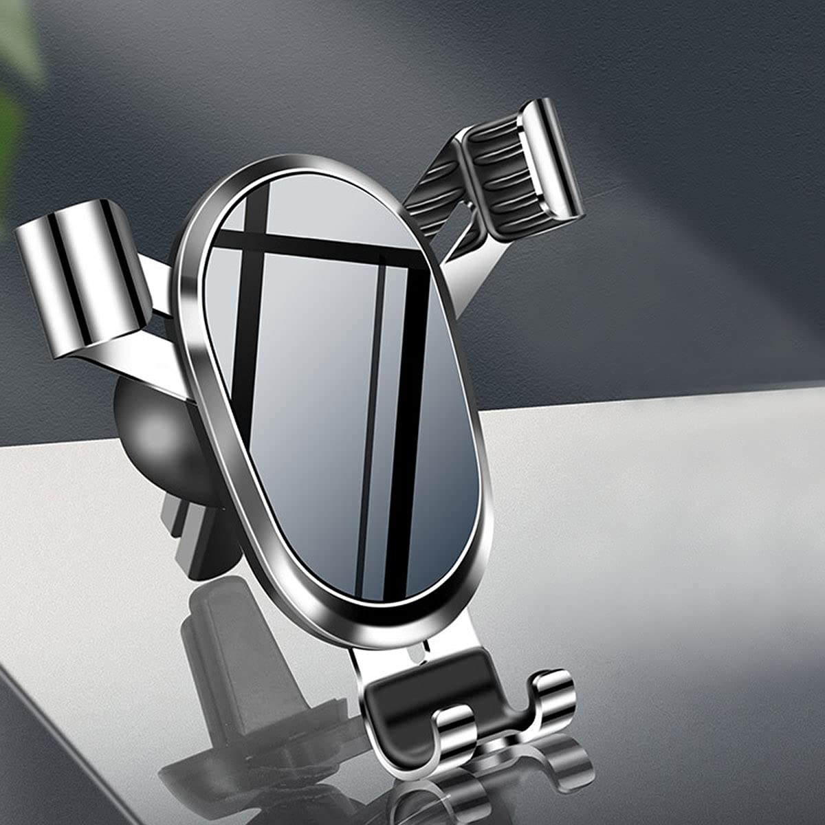 KOLINCO Car Phone Holder, Gravity Linkage Air Vent Car Mobile Phone Mount, 360° Rotatable Car Cradle for iPhone and Android from 4.7-6.5 inch, Auto Clamp Retractable Cradle Clip Phone Stand(Silver)