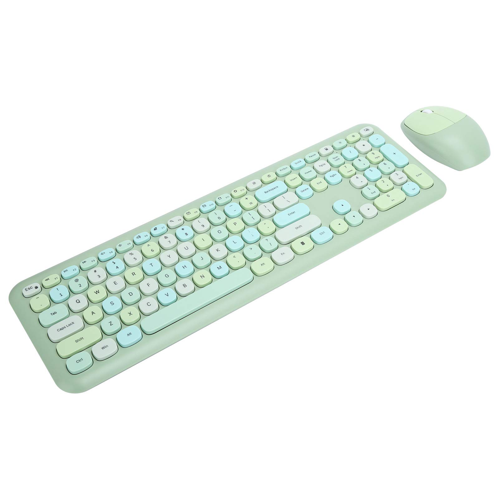 ADITAM Wireless Keyboard Mouse Combos, 110 klawiszy Mysz do gier z klawiaturą, Plug and Play, z klawiszami multimedialnymi, do biurowych akcesoriów komputerowych (zielony) Double the comfort