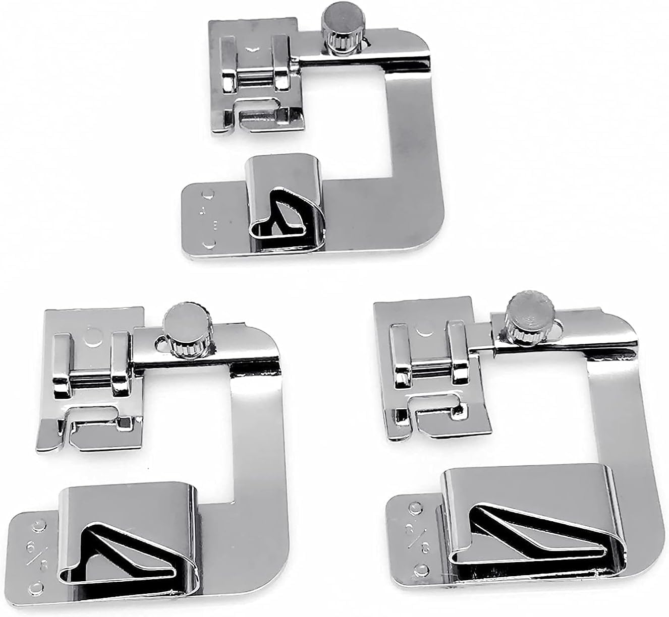 Fqtanju 3 Pcs Adjustable Rolled Hem Foot Set For Sewing Machine - 1 Inch, 1/2 Inch, 3/4 Inch Hemmer Presser Foot Compatible With Brother, Singer, Janome, Babylock, Juki & More