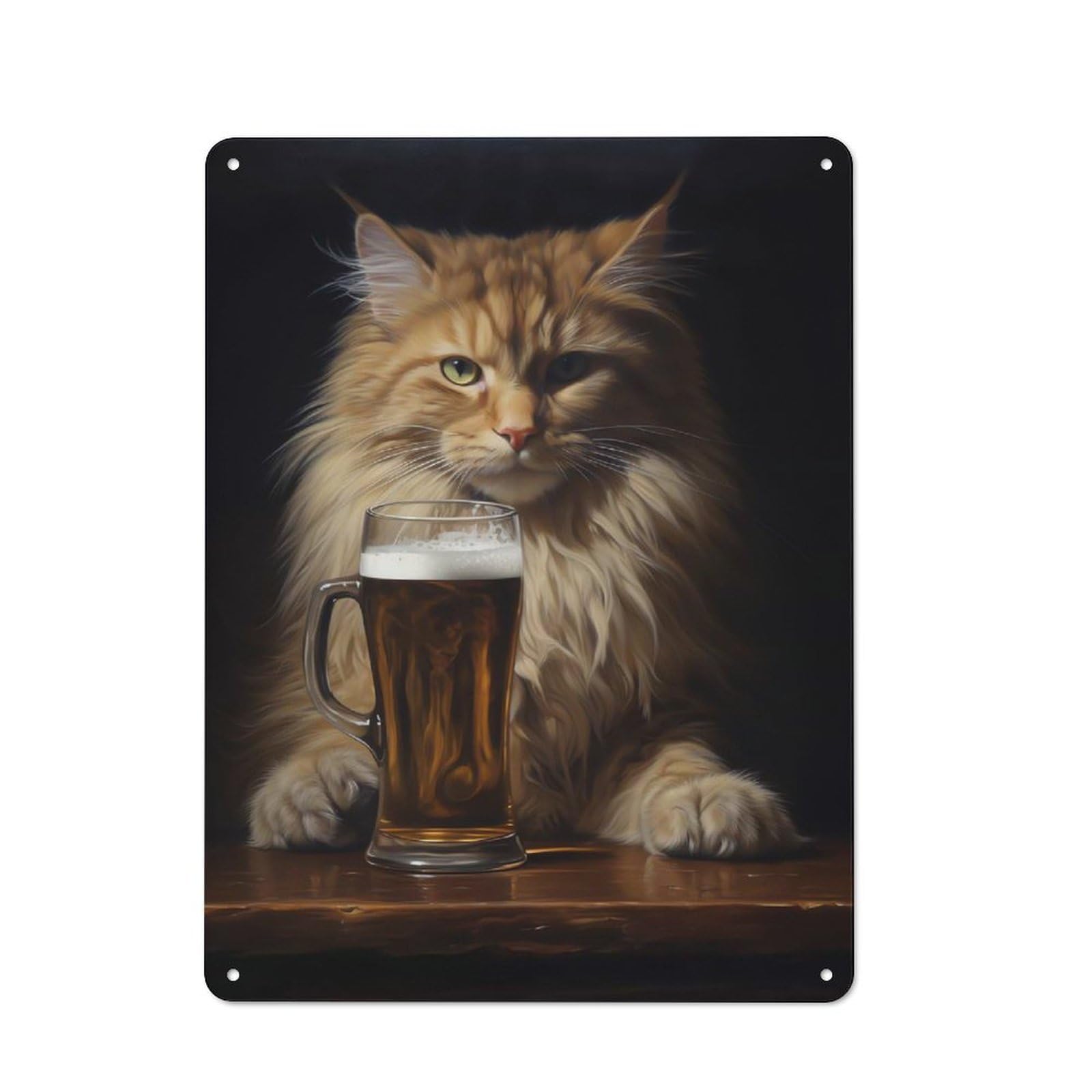 Junmoney Style-24 For Café Or Restaurant, Kitten X Beer Retro Metal Sign 40X30cm, Gift For Café Owners And Decorators During The Christmas Season