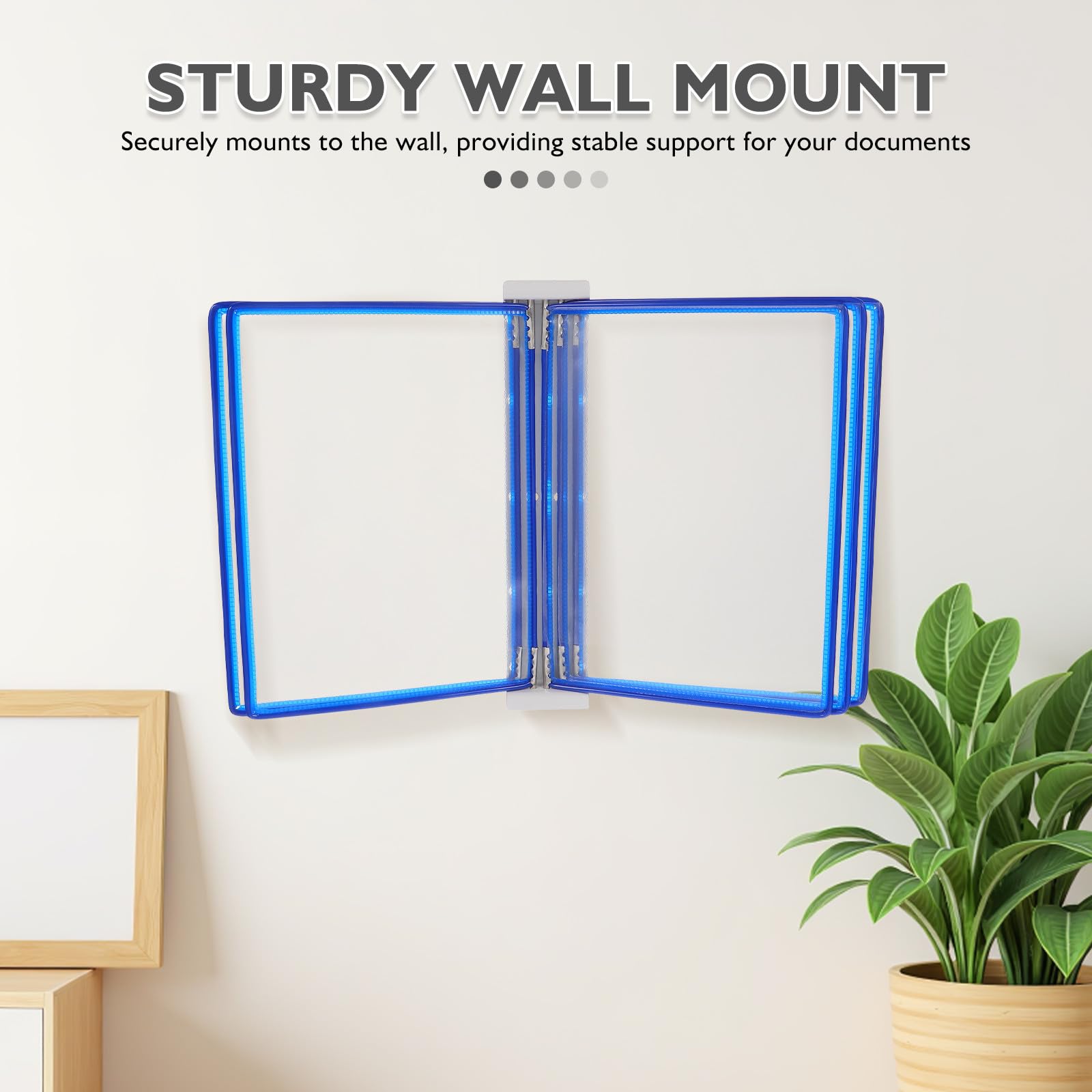 Organizador de Archivos de Pared 5 Bolsillos, Hierro PVC Azul