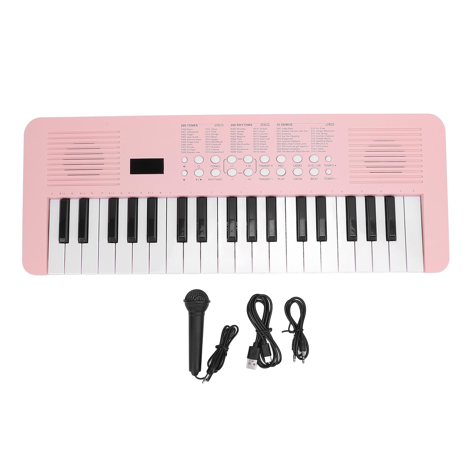 Pianoforte elettronico ZenithAur a 37 tasti con riproduzione della registrazione di brani, tastiera digitale in modalità doppia alimentazione per esercitarsi nella composizione (Rosea)