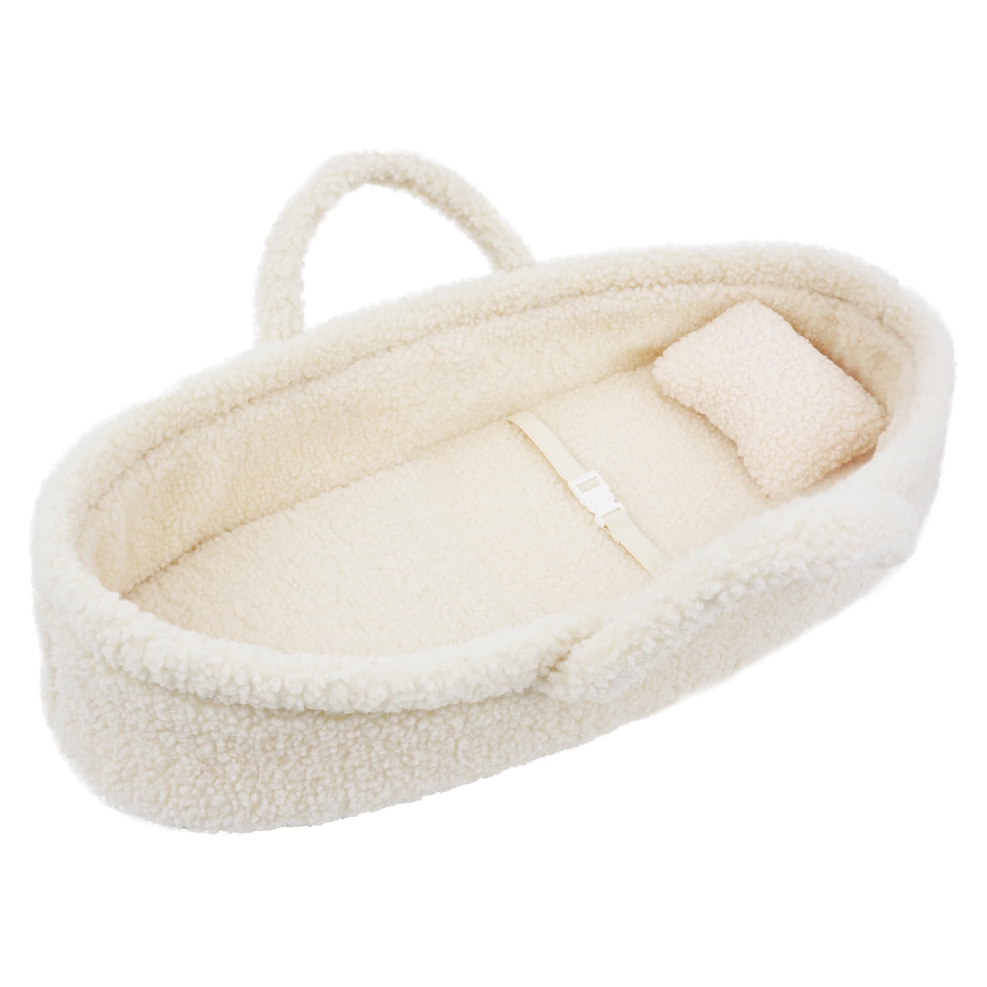 June Garden Cozy Dream Doll Bassinet - Baby Doll Portable Carrier - Fits for American Girl Dolls or Teddy Bears up to 18" - Cream White