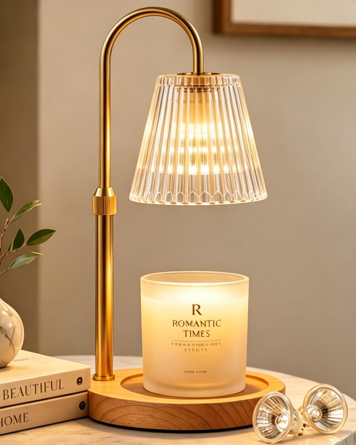 Candle Warmer Lamp with Timer and Dimmer, Height Adjustable Electric Wax Melt Burner for Large Jar Candles, Flameless Candle Lamp Warmer for Home Decor, New Home Birthday Gifts for Women Mum Daughter