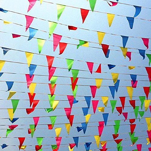 TSMD 750 Ft Multicolor Pennant Banners String Flag Banner, 600Pcs Nylon Fabric Pennant Flags for Grand Opening,Party Festivals Decorations