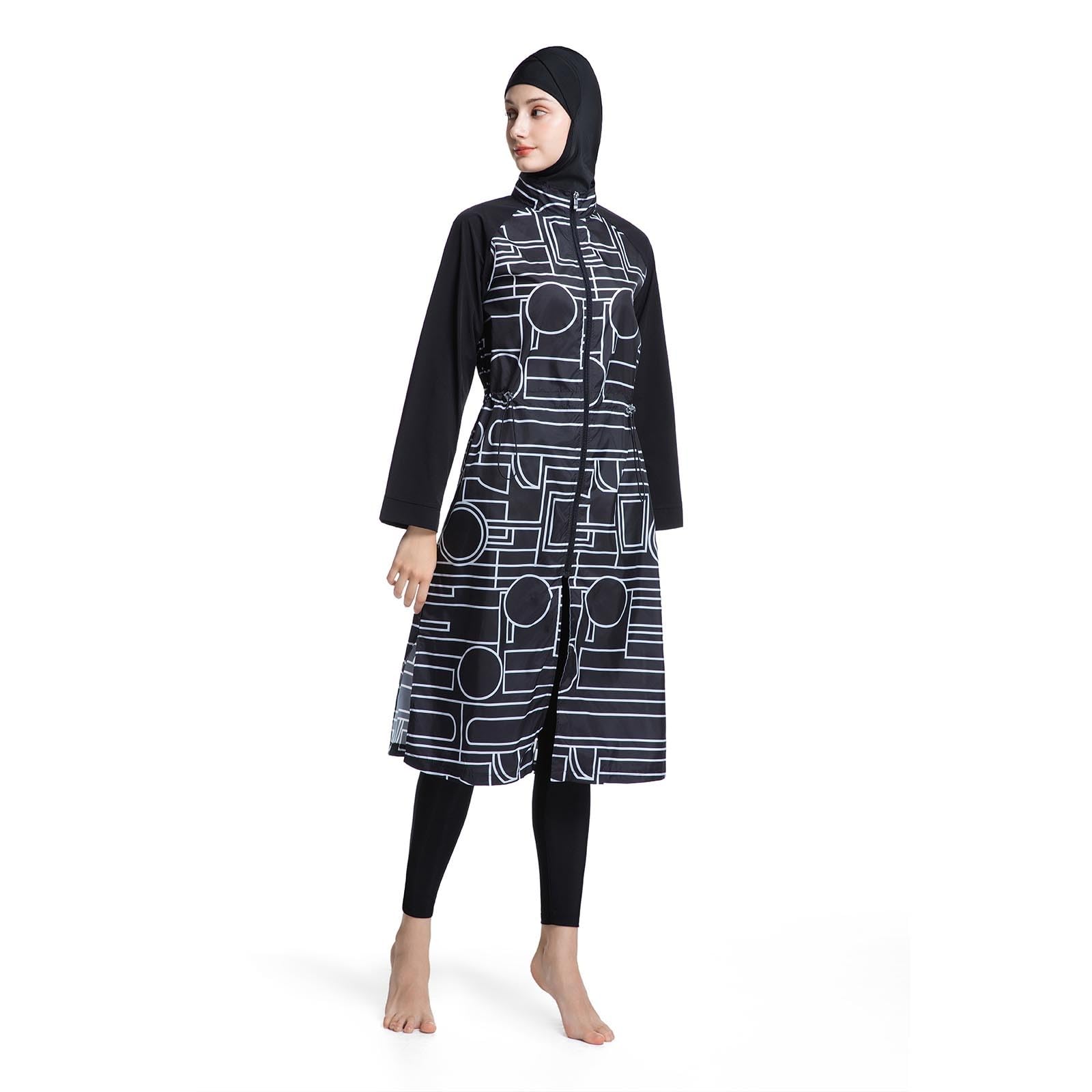 Traje de Baño Musulmán de Dos Piezas con Túnica de Manga Larga y Leggings para Natación Playa y Piscina