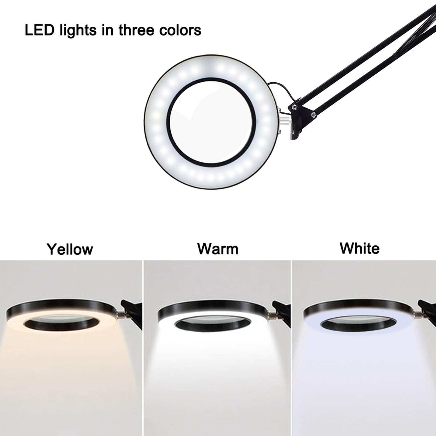 Lupa Led 5X Interfejs Usb 3-Kolorowa Lupa Z Podświetleniem Lupa Świetlna Czytnik Naprawczy Oświetlenie Klips Piękna Sceneria,