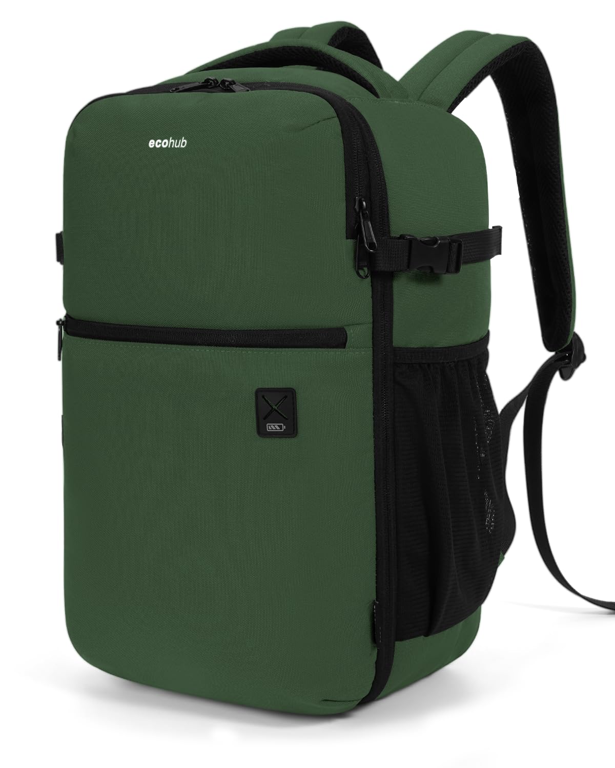 ECOHUB für Ryanair Handgepäck Rucksack 40x20x25, 20L Reiserucksack Handgepäck Flugzeug Unter Sitzplatz, Recycelten Travel Backpack mit 14 Zoll Computerfach, Rucksack für Herren Damen(Dunkel Grün)