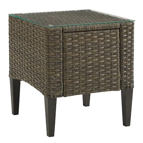 Crosley Rockport Outdoor Wicker Side Table Light Brown #TOP27