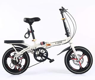 L.HPT 6 Speed Folding Bike Lightweight Aluminum Frame Shimano Folding Bicycle 16 Inch Shock Absorber Small Portable Children's Student Bicycle Adult Men And Women