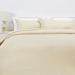 Amazon Basics Lightweight Microfiber 3-Piece Duvet Cover Set, Beige, Solid, Full/Queen