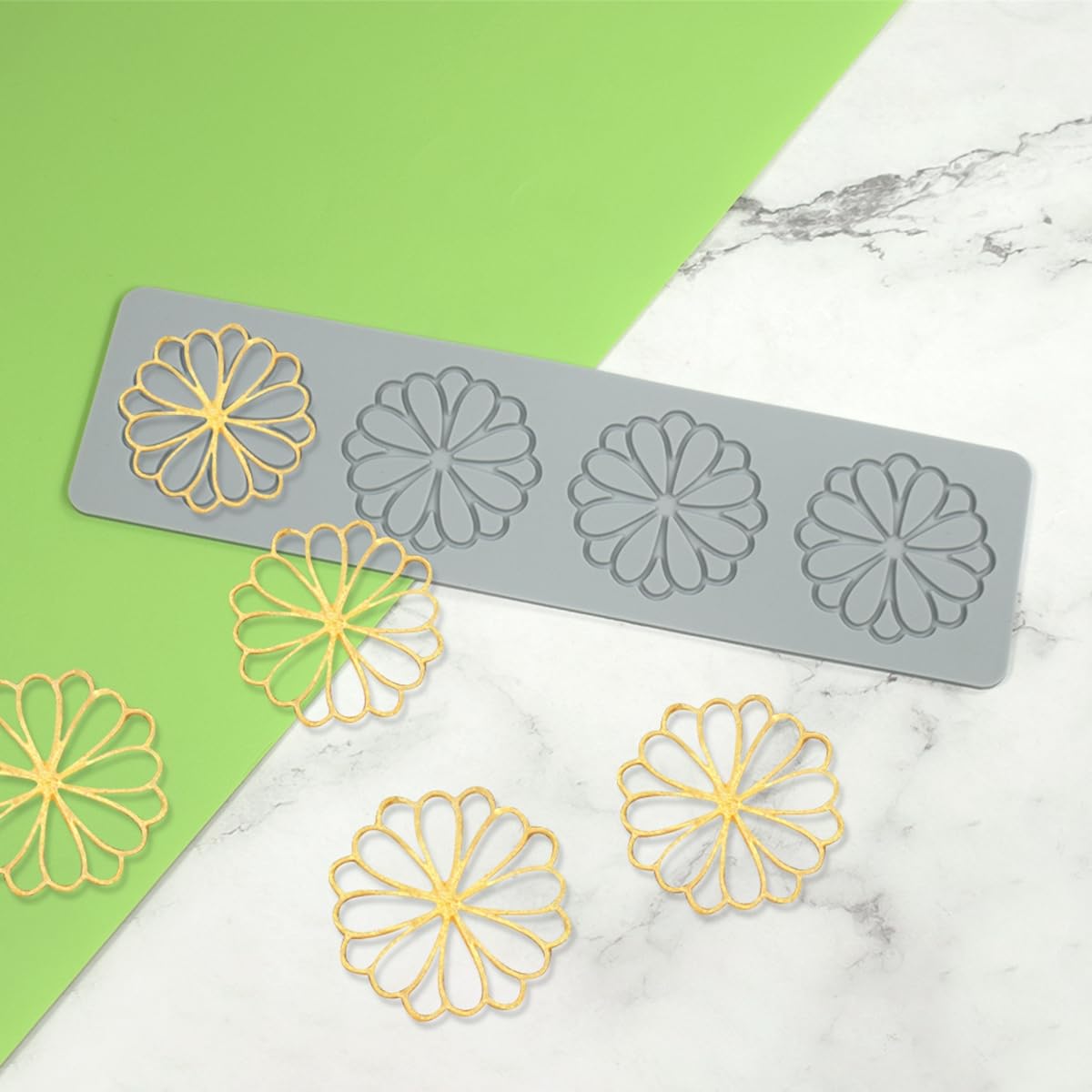 Moule Silicone Creux Motif Feuille Pour Décoration Gâteau Mariage - 24,4x8,1x0,3 Cm, Résiste -40°C à 220°C