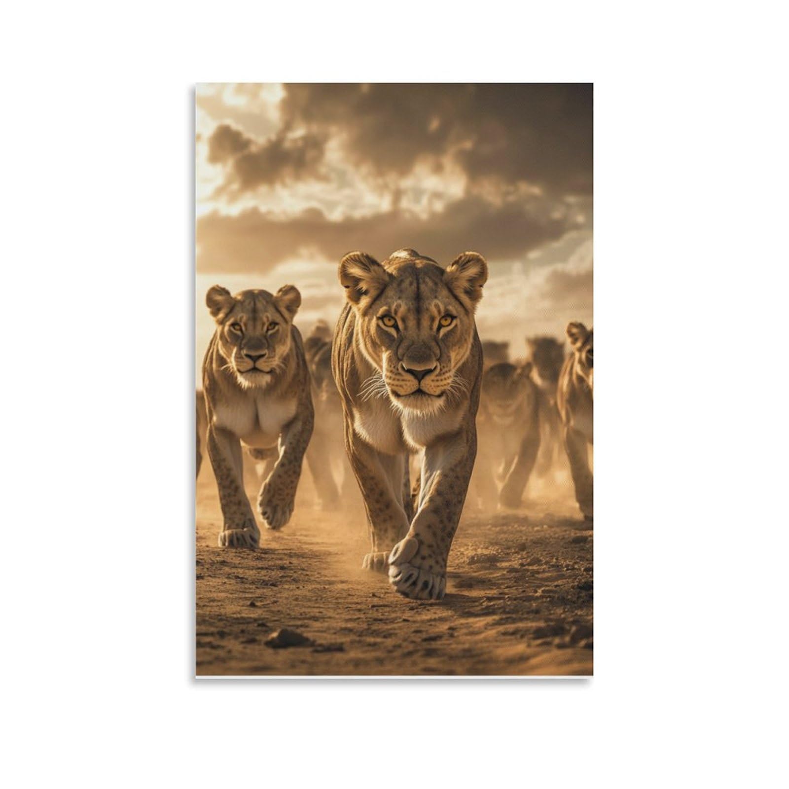 GAOYUCHUN African Lionesses Canvas for Home Decor Modern Framed Picture Artworks Decorative Bathroom Kitchen Home Decor Pictures Artwork Print Home Decor 16x24inch(40x60cm)