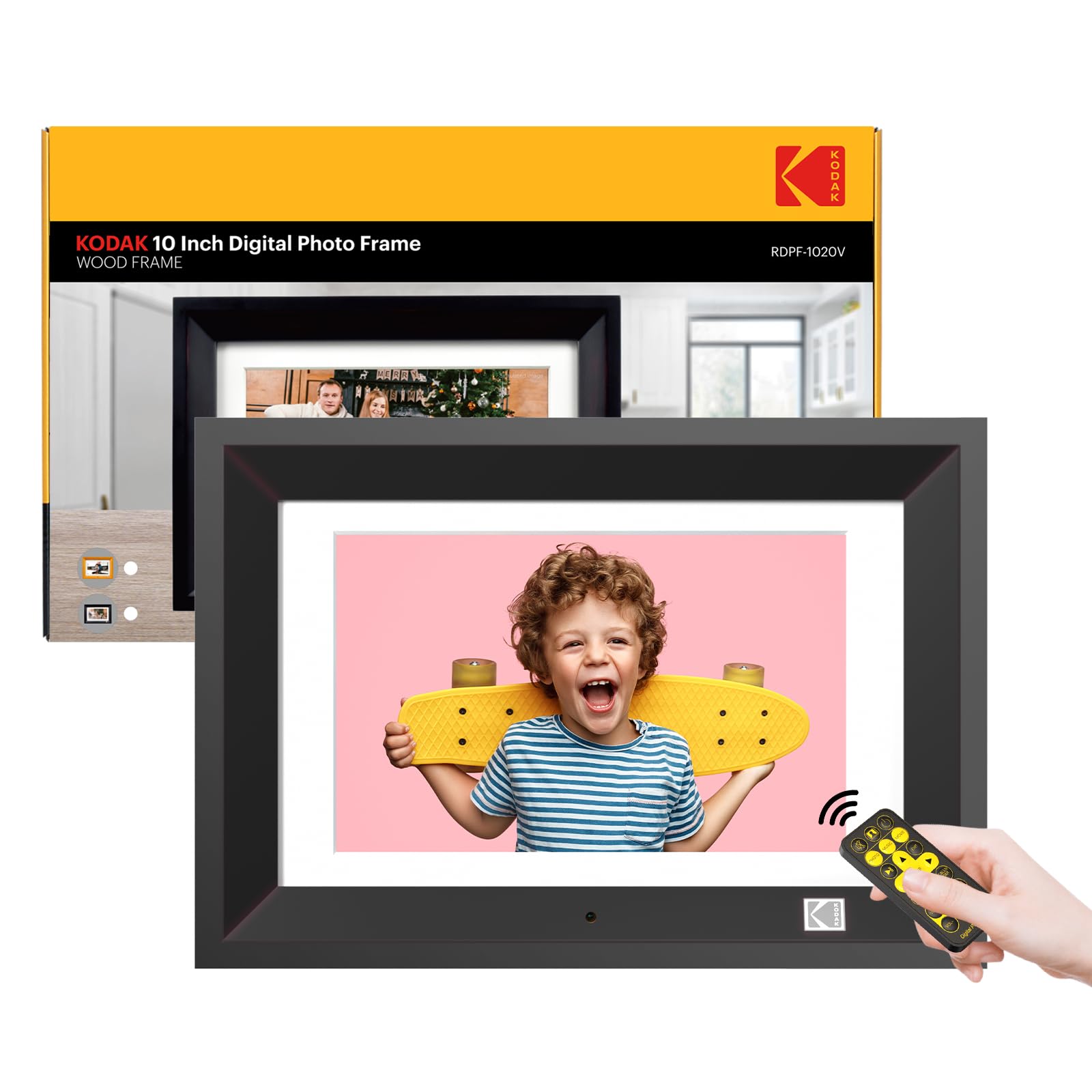 Amazon | KODAK 10.1インチ 木製デジタル写真フレーム リモコン付き 