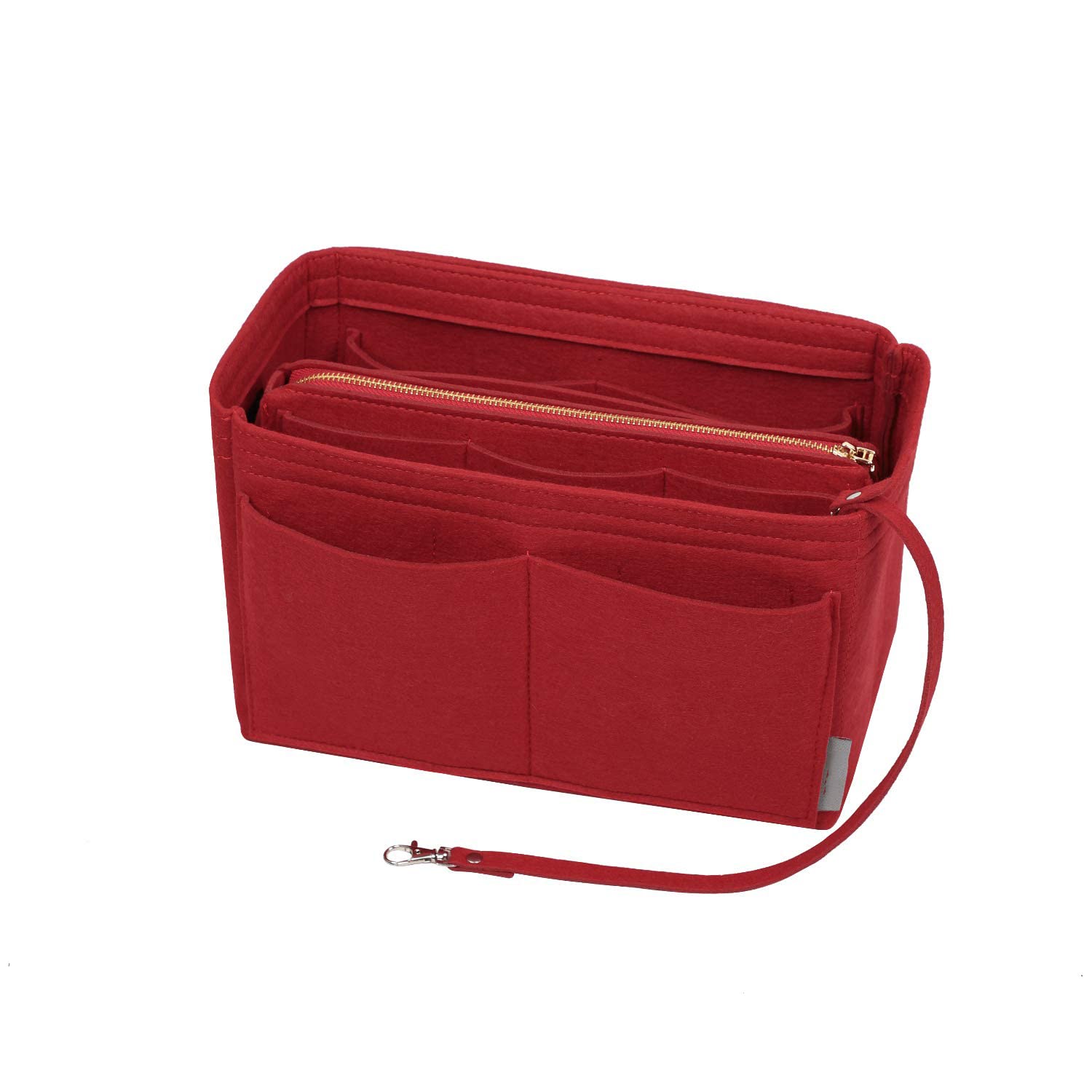 ELECDONELECDON Purse Organizer Insert for Handbags, ELECDON Felt Bag Organizer for Purse, Tote Bag Organizer, Tote Shaper Insert With Zippers, Thicken and Portable Handbag in Bag for Speedy Neverfull (Red)