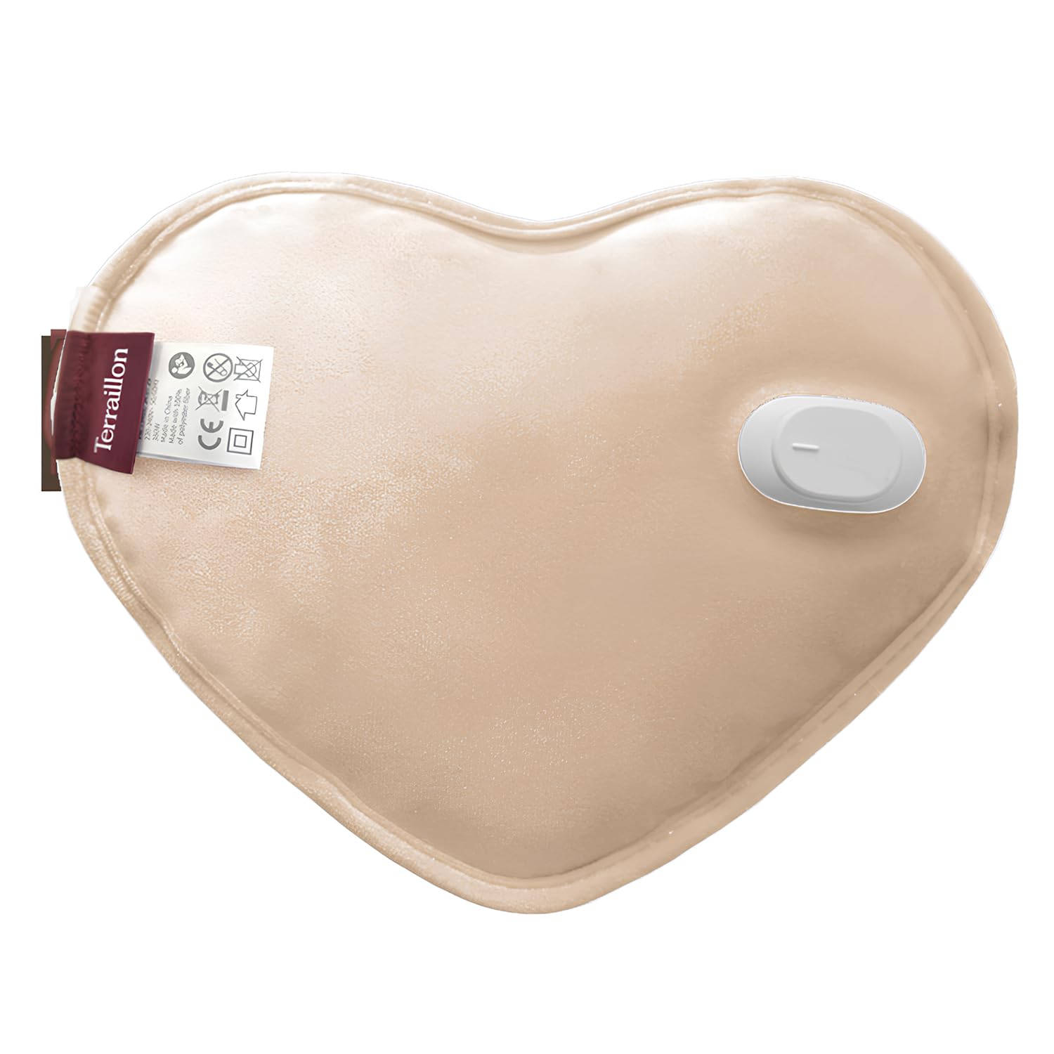 TERRAILLON - WITH LOVE, Bouillotte électrique, finition velours, Chargement rapide 8-​12 min, Jusqu'à 6h de chaleur, Soulager les douleurs musculaires-​menstruelles-​articulaires, Rose beige
