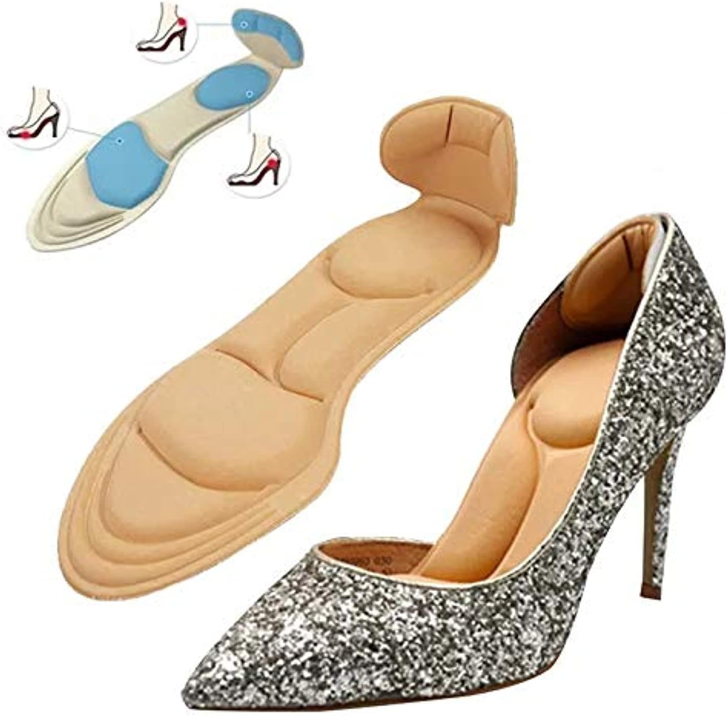 Heel Cushion inserts heel grips and shoe pads for women Heel Pads Non-Slip Sponge insole for woman Size EU 35-40