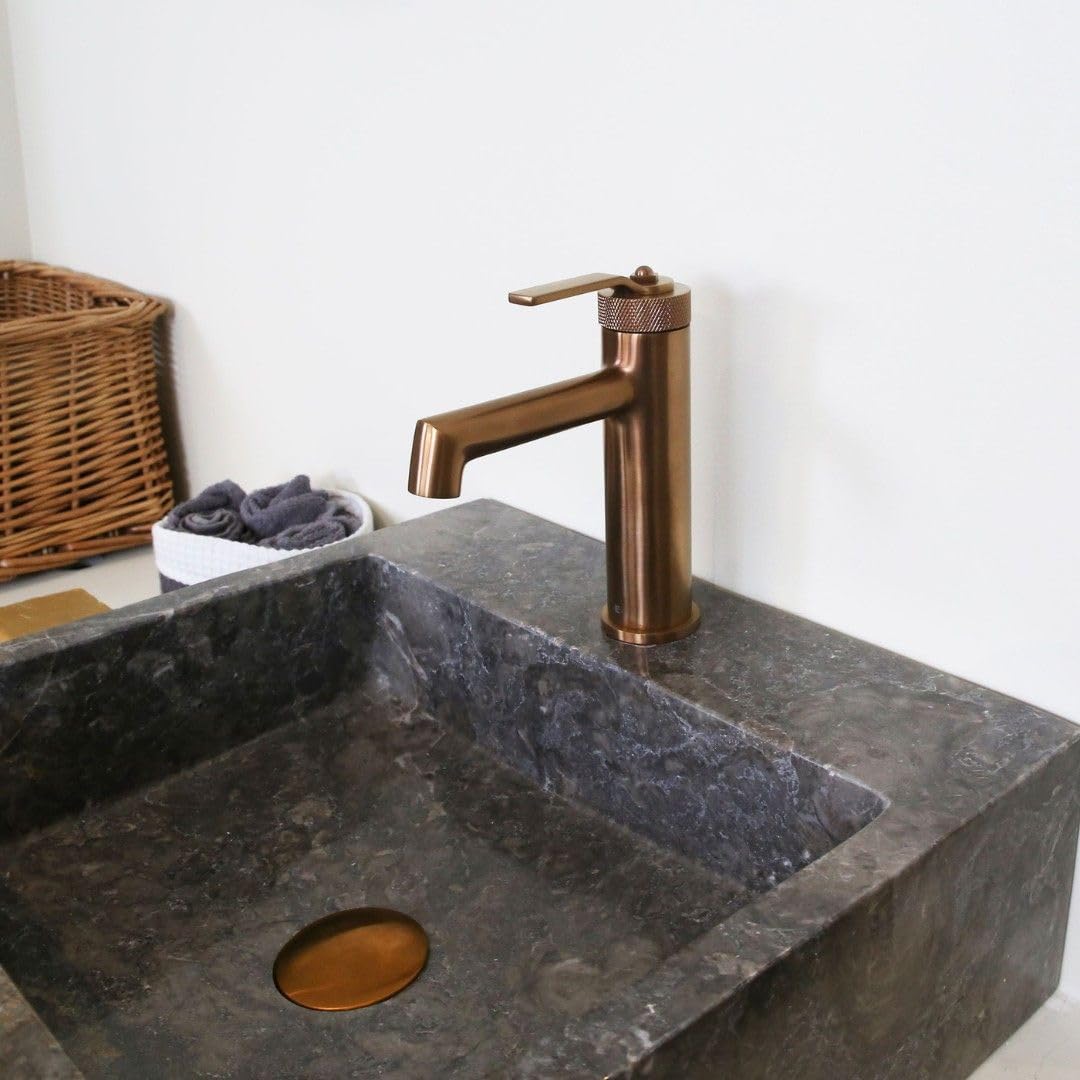 Essebagno Molette mitigeur lavabo bas cuivre brossé