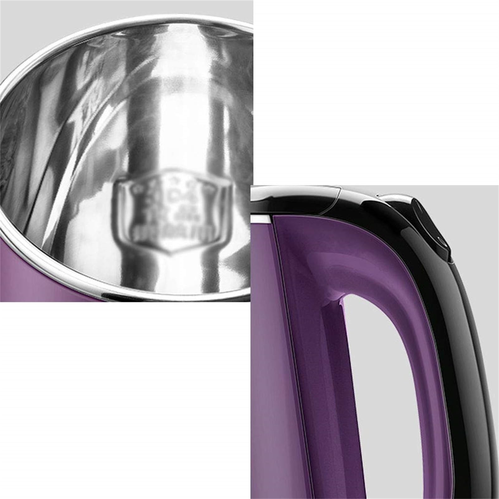 Hervidor eléctrico de gran capacidad, apagado automático, para uso doméstico, 24 horas de aislamiento, 1500 W, acero inoxidable integrado, 1,8 L, color morado
