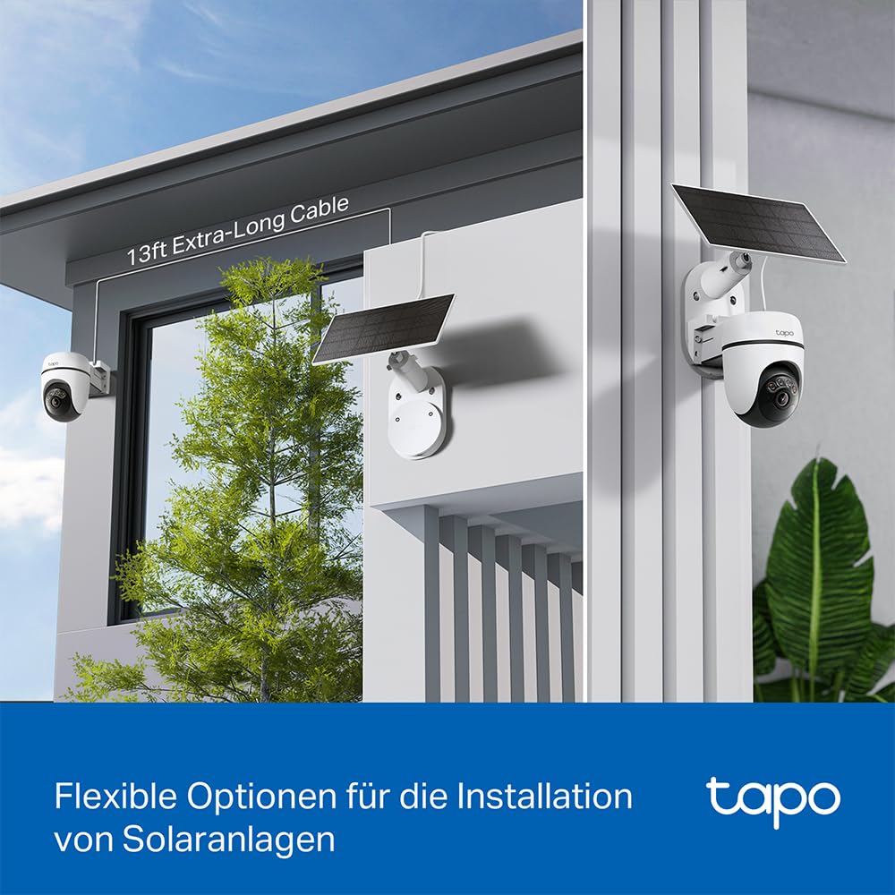 Tapo C610 KIT 2K 360° Solar Überwachungskamera Außen (Akku 6700 mAh, Farbnachtsicht, WLAN 2,4 GHz, KI-Erkennung, Licht- & Ton-Alarm, lokale Speicherung über microSD-Karte oder H500-Homebase)