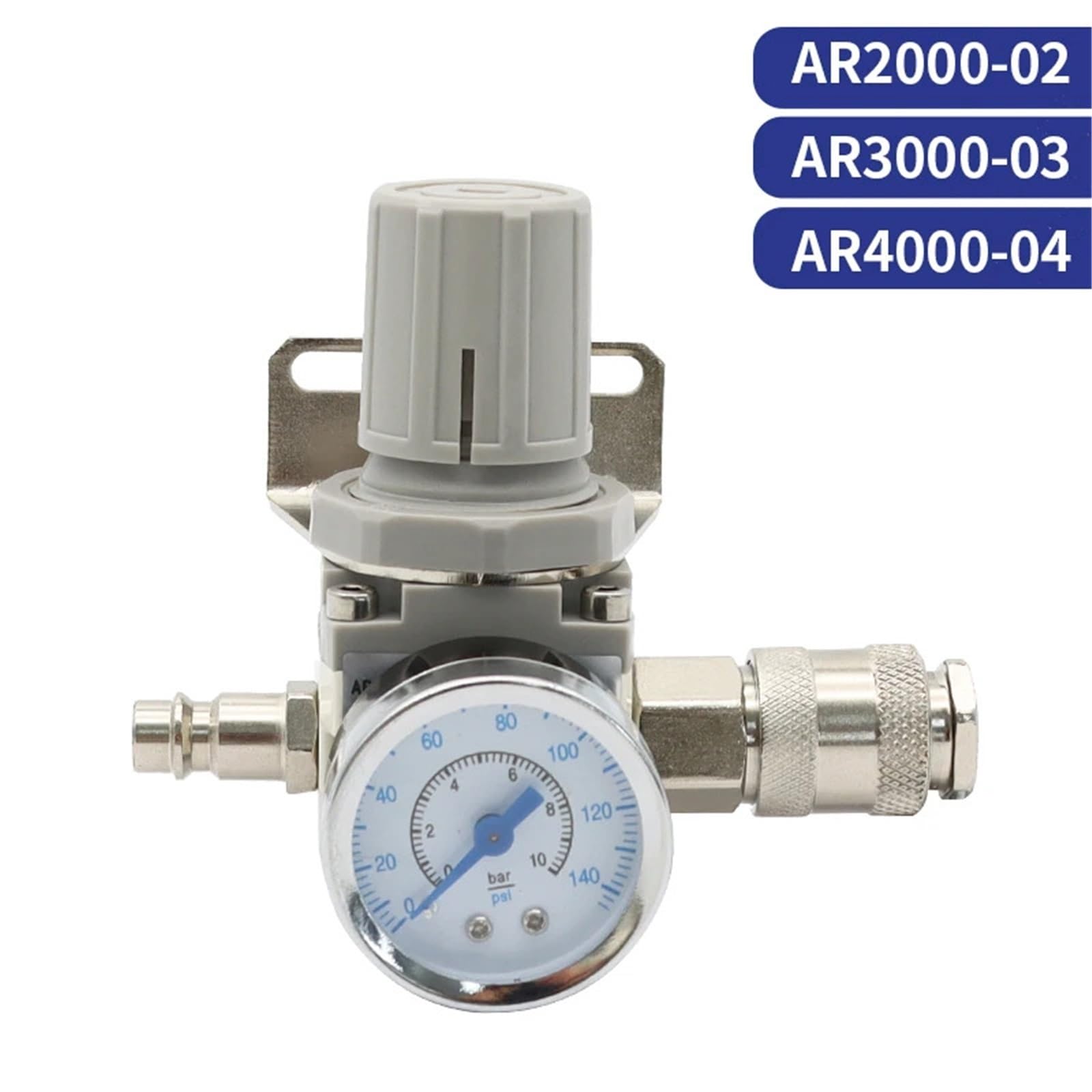 AR2000-02 AR3000-03 AR4000-04 válvula de alivio regulador de presión de compresor de aire comprimido neumático 1/4 pulgadas 3/8 pulgadas 1/2 pulgadas 1 Uds(AR2000-02 PC6-02)