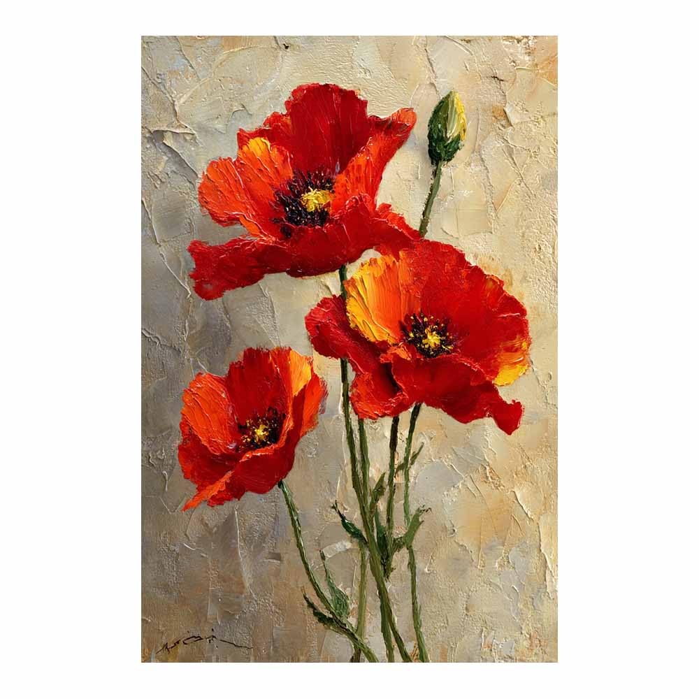 Hoqiu Multicolor Canvas Wall Art Impressionist Reds Poppy Art Artwork, Wall Decoration Living Room Bedroom Hallway Stairs Decoration.(Multicolor)-80X120cm Unframed