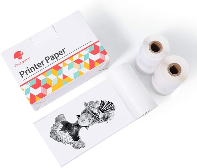 Phomemo White Self Adhesive Paper (Width:53mm) for 2 Years Sticker Printer Paper Rolls for Phomemo M02 M02S M02-Pro M03 Sticker Maker , 3-in-1 Set