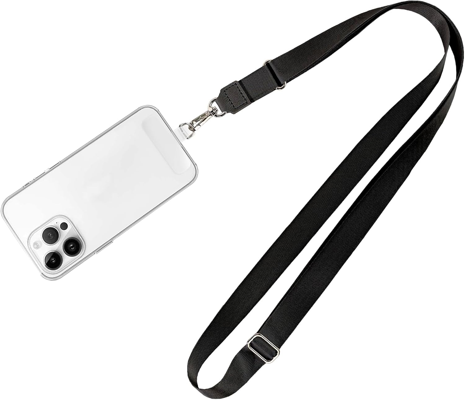 Phone Lanyard - 1 to 4 Pack with 21.65 in Adjustable Neck Straps, 1 Phone Clips; Anti-Theft Crossbody Lanyard for Most Smartphones, Black