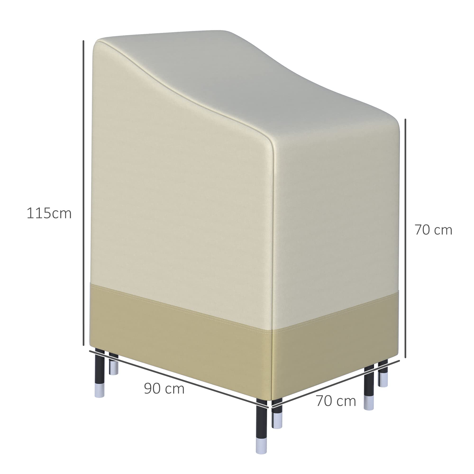 Outsunny Housse de Protection chaises de Jardin empilables bâche étanche 90L x 70l x 115H cm Oxford Haute densité 600D Beige café