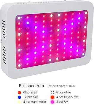 1000W Plant Grow Light, 100LED Full Spectrum Plant Light, UV&IR, Suitable for Indoor Plants, Seeding, Vegetables, Flowers Actual Power 80W