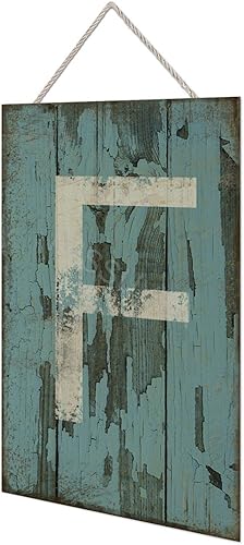 Vista 490 de Letrero colgante de madera con letra A, letrero de madera, decoración del hogar, 26 letras del alfabeto de metal, placa de madera, decoración