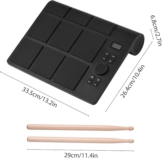 Electronic Tabletop Drum Set with Speaker 9 Pads Color Lighting MIDI Various Audio LCD Adjustable Sensitivity Practice Kit Drumsticks Foot Pedal for Home Drummers