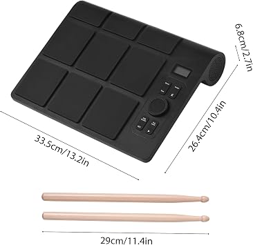 Electronic Tabletop Drum Set with Speaker 9 Pads Color Lighting MIDI Various Audio LCD Adjustable Sensitivity Practice Kit Drumsticks Foot Pedal for Home Drummers