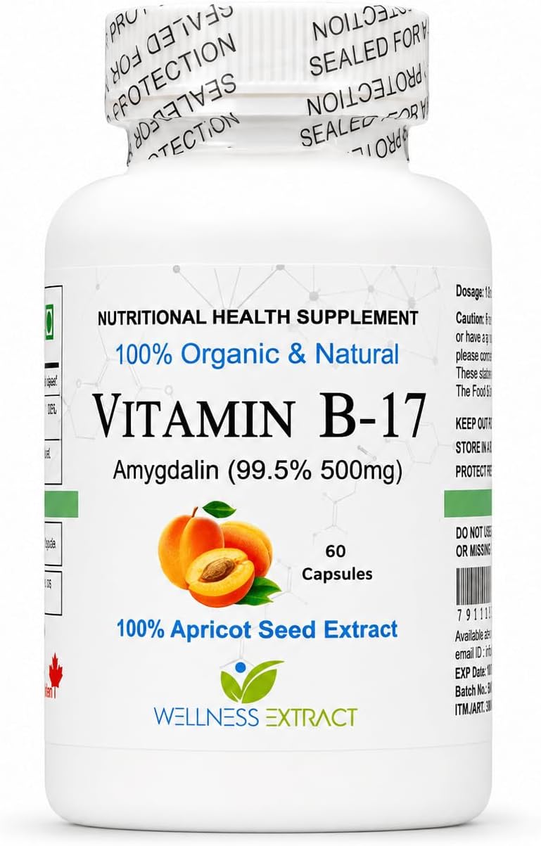 - Asterveda Vitamin B17 Amygdalin Capsules, 99.5% Amygdalin from Apricot Kernel Extract, Vegetarian Formula, 60 Capsules