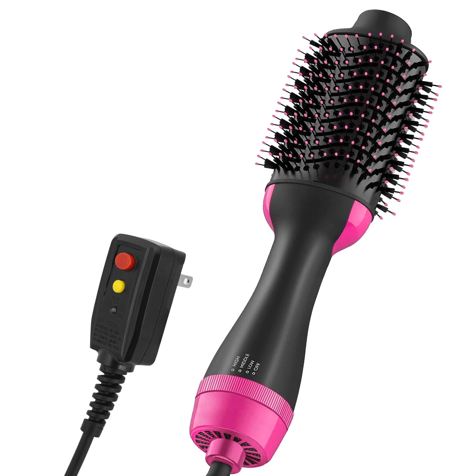 Hot air Brush Dryer Blow Dryer Brush Three in one Styler Volumizer, 1200W, Rose, Ceramic Coated, Ionic Technology, 3 Heat/Speed Settings, Cool Shot Button, 280g, Battery Powered