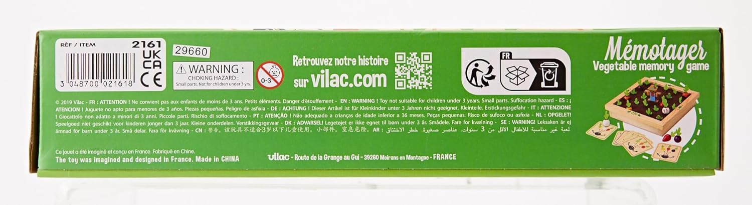 Vilac - Mémotager Jour de Récolte - Jeu de Mémoire en Bois - Enfants 3 Ans+