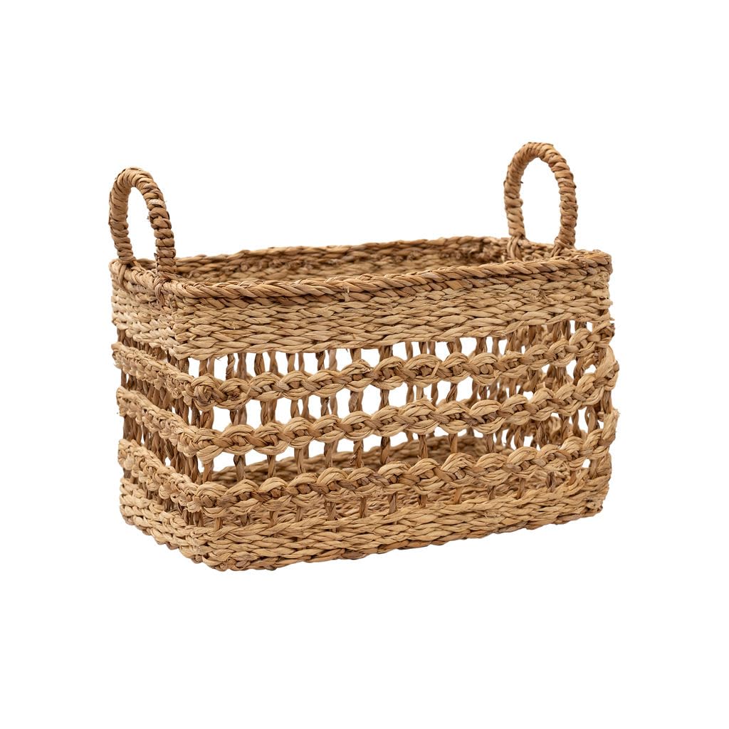 Arthur Cameron Natural - Sangu Handwoven Jute Storage Tray – Seagrass Shelf Organiser With Handles, Perfect For Decorating Your Bedroom, Kitchen, Or Living Room (Small)