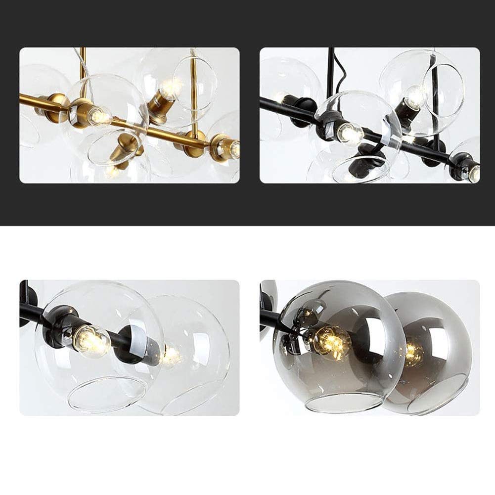 Lampada a Sospensione Vintage per Tavolo da Pranzo, lampadario Moderno Sputnik a Sfera in Vetro, Lampada a Sospensione Industriale E27 a 8 Fiamme, Lampada a Sospensione Regolabile in Altezza per Sala