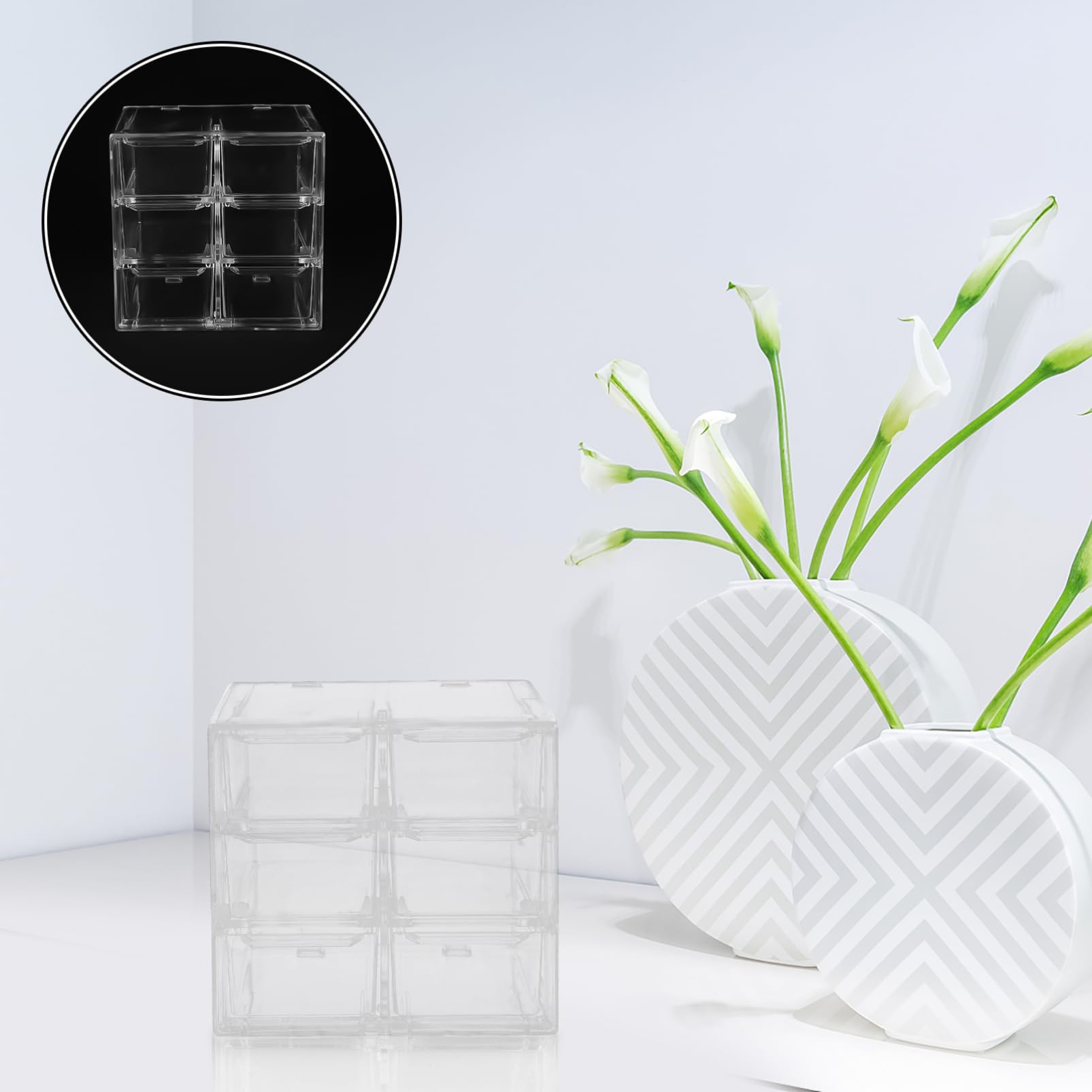 Healeved 4pezzi Organizer Per Lenti Contatto Trasparente Scatola Con Comparti Per Ottimizzare Lo Stoccaggio Design Compatto e Portatile Per Casa e Viaggi